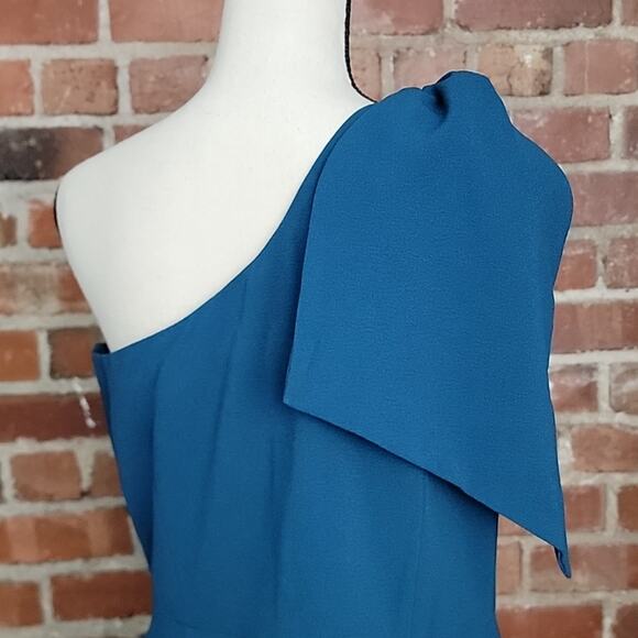 Dress the Population Tiffany One-Shoulder Midi Dress in Peacock Blue  XXL - Picture 7 of 16